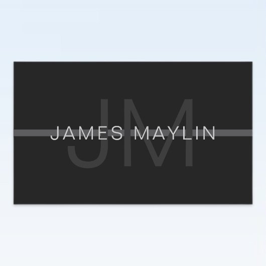 Sticker Rectangulaire Monogramme gris foncé, nom et rayure géométrique