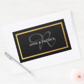 Sticker Rectangulaire monogramme initial élégant + noms, noir mariage (Enveloppe)