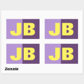 Sticker Rectangulaire Monogramme Lettres initiales Indigo Yellow Minimal (Feuille)