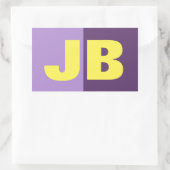 Sticker Rectangulaire Monogramme Lettres initiales Indigo Yellow Minimal (Sac)