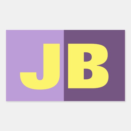 Sticker Rectangulaire Monogramme Lettres initiales Indigo Yellow Minimal (Devant)