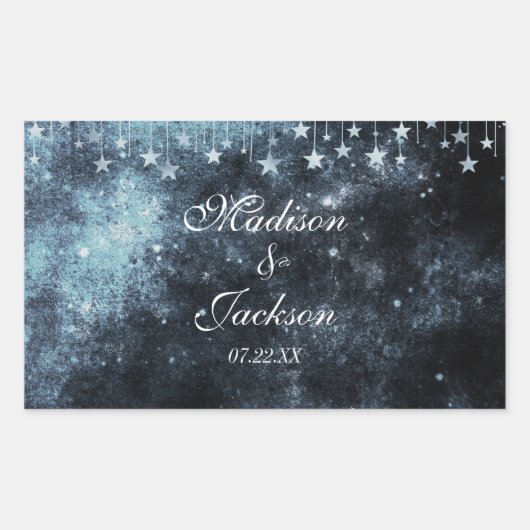 Sticker Rectangulaire Monogramme Mariage céleste étoilé (Devant)