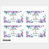 Sticker Rectangulaire Monogramme Mariage d'aquarelle de la menthe et du  (Feuille)