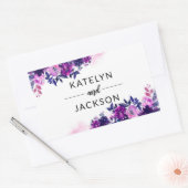 Sticker Rectangulaire Monogramme Mariage violet violet floral enchâssé (Enveloppe)