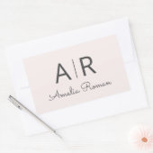 Sticker Rectangulaire Monogramme minimal initial et nom Pastel rose (Enveloppe)