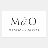 Sticker Rectangulaire Monogramme minimaliste moderne couple (Devant)