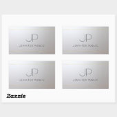 Sticker Rectangulaire Monogramme Modèle d'argent glamour personnalisé (Feuille)