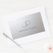 Sticker Rectangulaire Monogramme Modèle d'argent glamour personnalisé (Enveloppe)