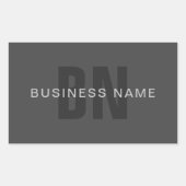 Sticker Rectangulaire Monogramme moderne gris foncé modifiable Modèle de (Devant)