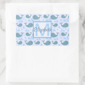 Sticker Rectangulaire Monogramme Motif de baleines bleues mignonnes (Sac)