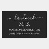 Sticker Rectangulaire Monogramme ou ajouter un logo noir d'entreprise fa (Devant)