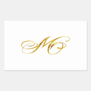 Sticker Rectangulaire Monogramme personnalisé M Faux Monogrammes Gold F