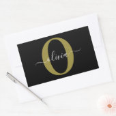 Sticker Rectangulaire Monogramme personnalisé Nom du script Black White  (Enveloppe)