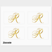 Sticker Rectangulaire Monogramme personnalisé R Faux Gold Foil Monogramm (Feuille)