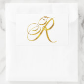Sticker Rectangulaire Monogramme personnalisé R Faux Gold Foil Monogramm (Sac)