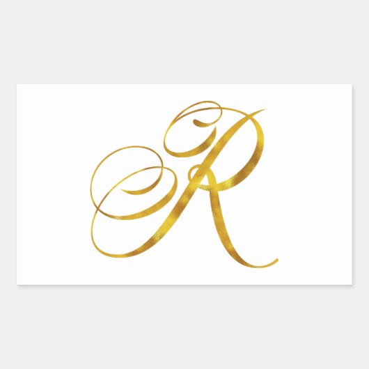 Sticker Rectangulaire Monogramme personnalisé R Faux Gold Foil Monogramm (Devant)