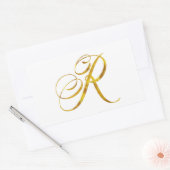 Sticker Rectangulaire Monogramme personnalisé R Faux Gold Foil Monogramm (Enveloppe)