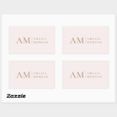 Sticker Rectangulaire Monogramme Personnalisé Rose Initiale Et Nom (Feuille)