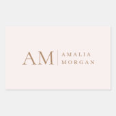 Sticker Rectangulaire Monogramme Personnalisé Rose Initiale Et Nom (Devant)