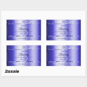 Sticker Rectangulaire Monogramme Royal Blue Soft Parties scintillant pro (Feuille)