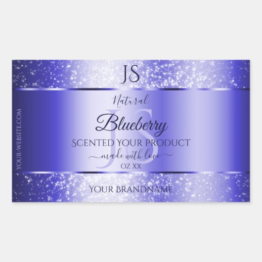 Sticker Rectangulaire Monogramme Royal Blue Soft Parties scintillant pro (Devant)