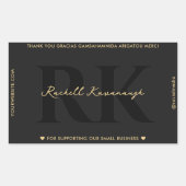 Sticker Rectangulaire Monogramme simple moderne Elégant Black Gold (Devant)
