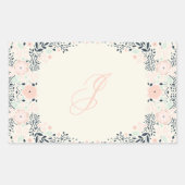 Sticker Rectangulaire Monogramme souple | Floral personnalisé (Devant)