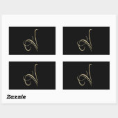 Sticker Rectangulaire monogramme V initial d'or (Feuille)
