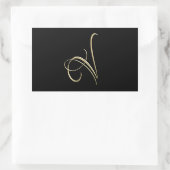 Sticker Rectangulaire monogramme V initial d'or (Sac)