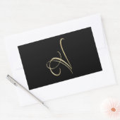 Sticker Rectangulaire monogramme V initial d'or (Enveloppe)