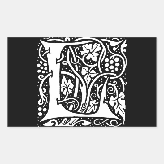Sticker Rectangulaire Monogramme Vintage L Art Nouveau  (Devant)