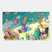 Sticker Rectangulaire Monstres sur la plage (Devant)