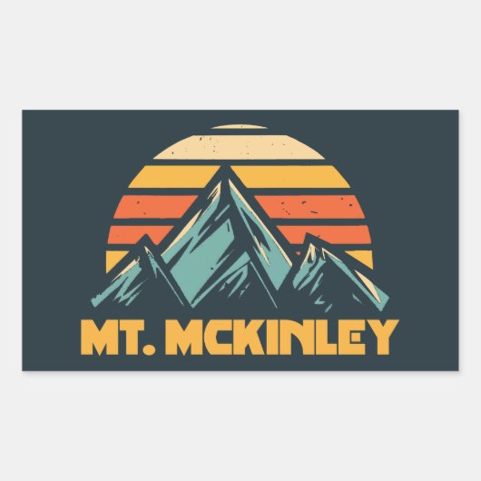 Sticker Rectangulaire Mont McKinley Alaska Rétro Turquoise (Devant)