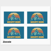 Sticker Rectangulaire Mont Muir California Retro Turquoise (Feuille)