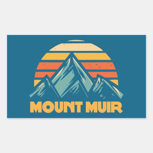 Sticker Rectangulaire Mont Muir California Retro Turquoise (Devant)