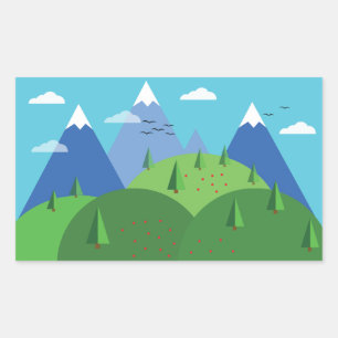 Sticker Rectangulaire Montagnes