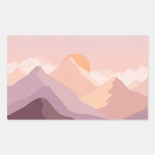 Sticker Rectangulaire Montagnes Sunset (Devant)