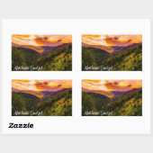 Sticker Rectangulaire Montana Sunset Mountain Valley River and Trees (Feuille)