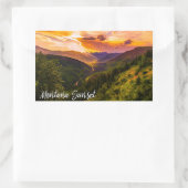 Sticker Rectangulaire Montana Sunset Mountain Valley River and Trees (Sac)