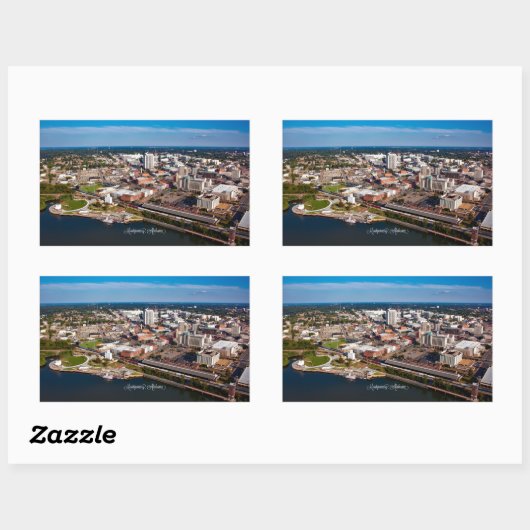 Sticker Rectangulaire Montgomery, Alabama vue aérienne, (Feuille)