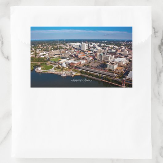 Sticker Rectangulaire Montgomery, Alabama vue aérienne, (Sac)