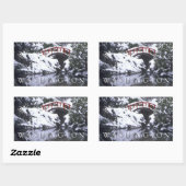 Sticker Rectangulaire Moon Bridge & Pond en hiver | Seattle, Washington (Feuille)