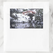 Sticker Rectangulaire Moon Bridge & Pond en hiver | Seattle, Washington (Sac)