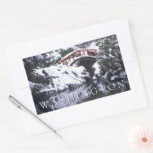 Sticker Rectangulaire Moon Bridge & Pond en hiver | Seattle, Washington (Enveloppe)