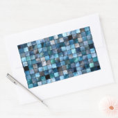 Sticker Rectangulaire Mosaïque Bleue De Carreaux (Enveloppe)