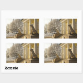 Sticker Rectangulaire Moscou. Hiver. sculpture de lions. (Feuille)