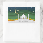 Sticker Rectangulaire Mosquée coupée en papier moderne de l'Aïd Moubarak (Sac)