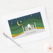 Sticker Rectangulaire Mosquée coupée en papier moderne de l'Aïd Moubarak (Enveloppe)