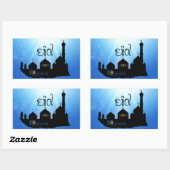 Sticker Rectangulaire Mosquée de l'Aïd Moubarak avec typographie (Feuille)