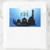Sticker Rectangulaire Mosquée de l'Aïd Moubarak avec typographie (Sac)
